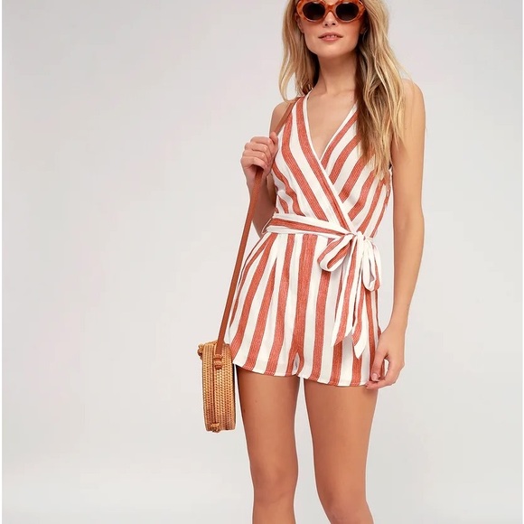 Red and white stripped romper - Picture 2 of 3